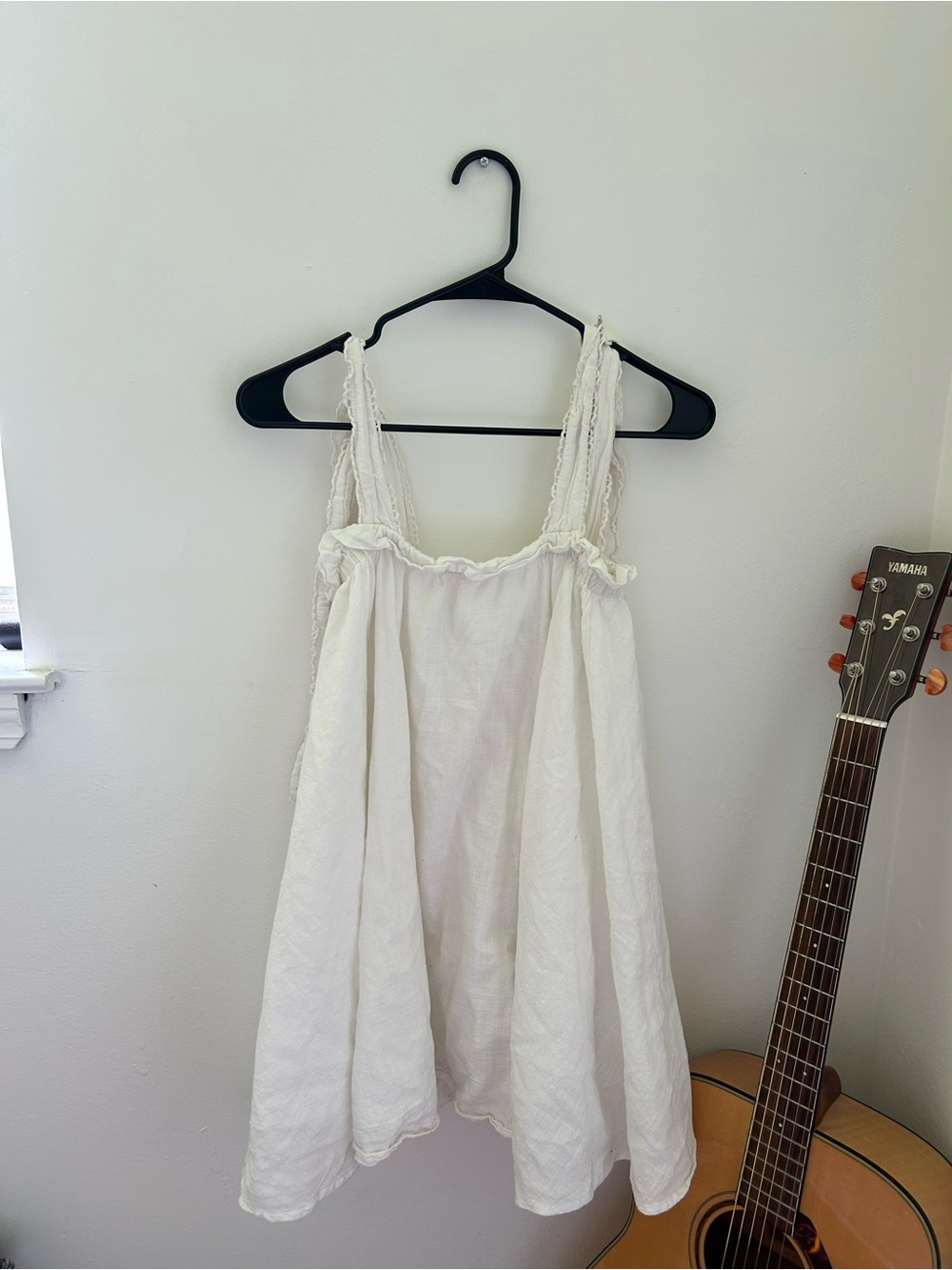 Fashion Nova White Gauzy Dress Top with Spaghetti Straps